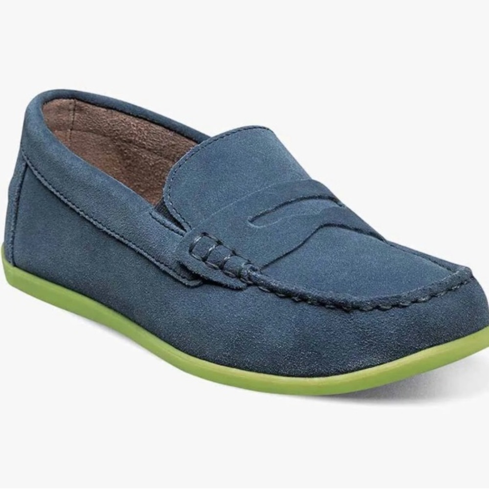 Florsheim Little Boy Jasper Driver Blue Suede Loafers